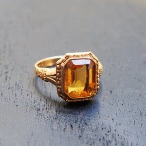 Vintage 14k 1/40 RGP Simulated Citrine Ring